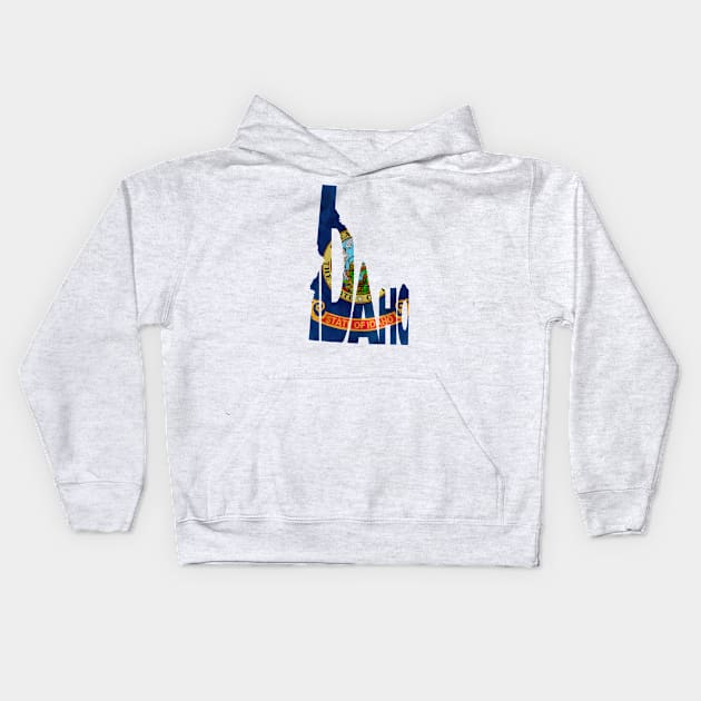 Idaho Typo Map Kids Hoodie by inspirowl